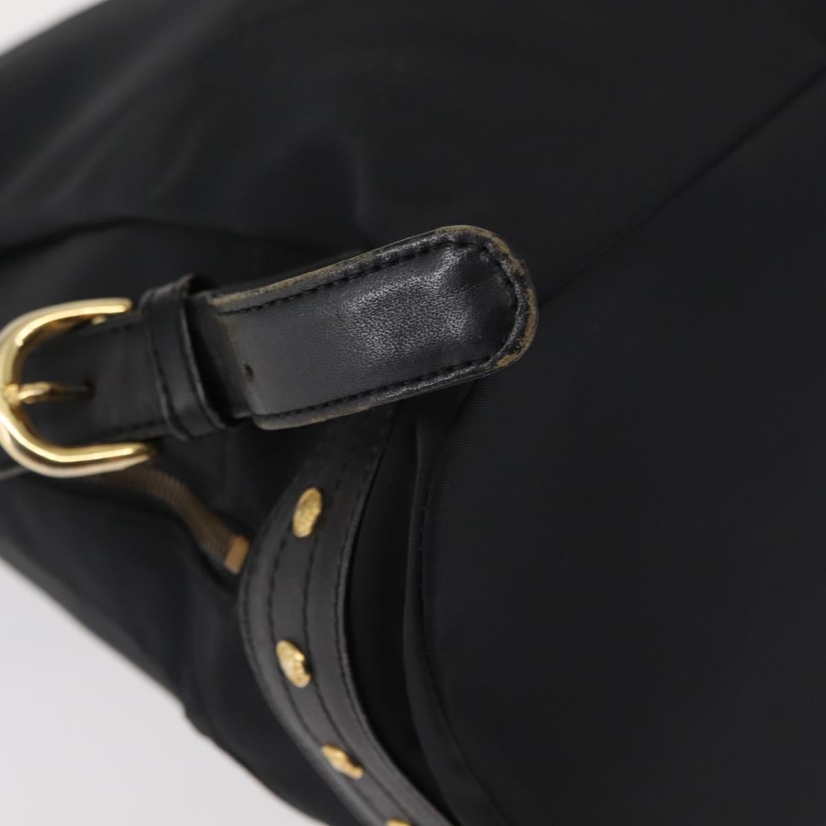 Gianni Versace Backpack Nylon Black Gold Auth 147619