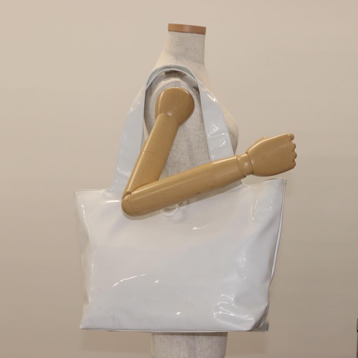 Salvatore Ferragamo Gancini Tote Bag Enamel White Auth 147620