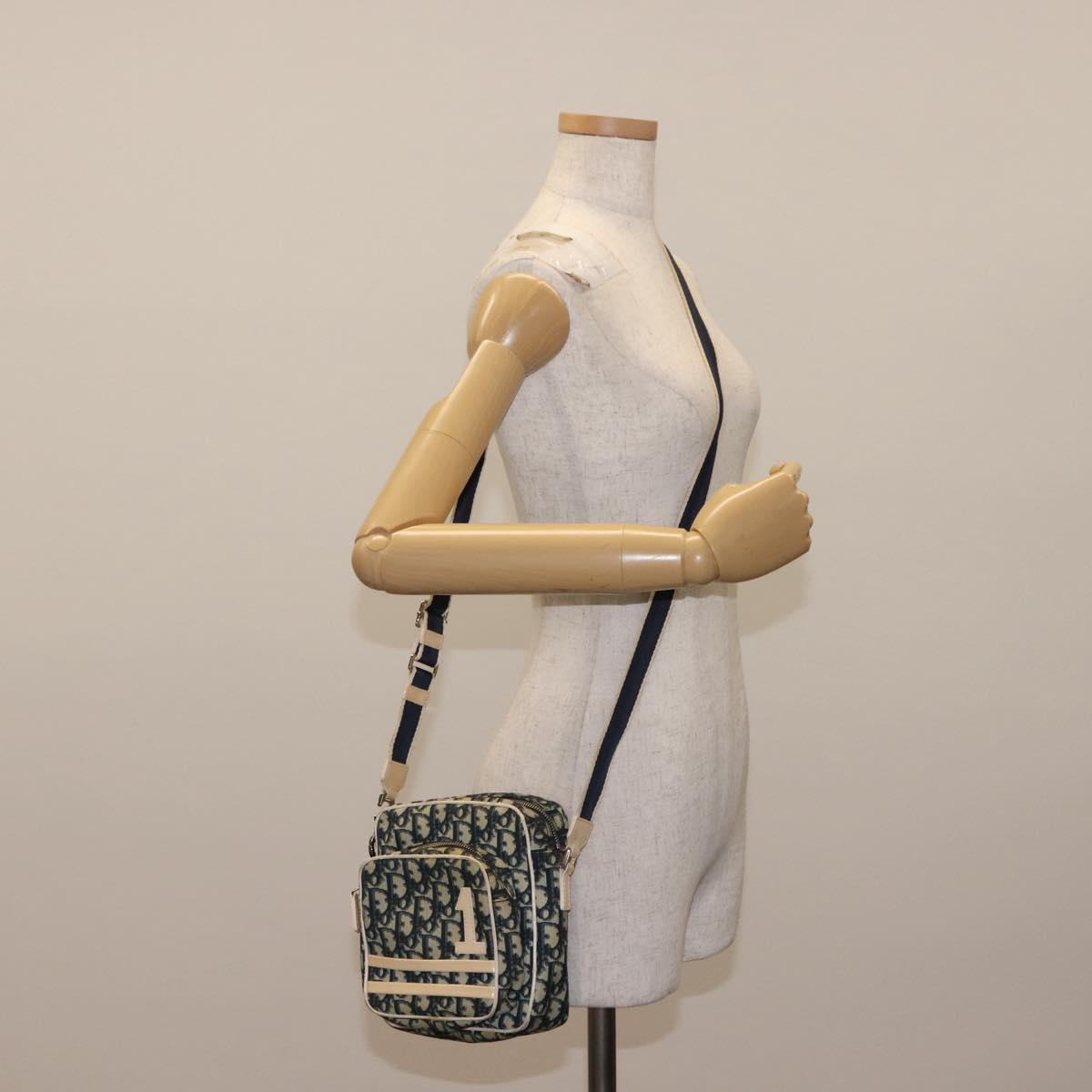 Christian Dior Trotter Canvas Shoulder Bag Navy Auth 147633