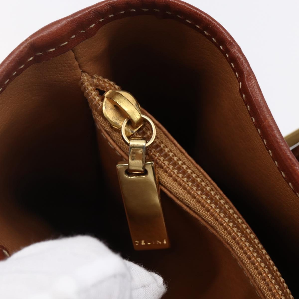 CELINE Macadam Canvas Tote Bag PVC Leather Brown Gold Auth 147637