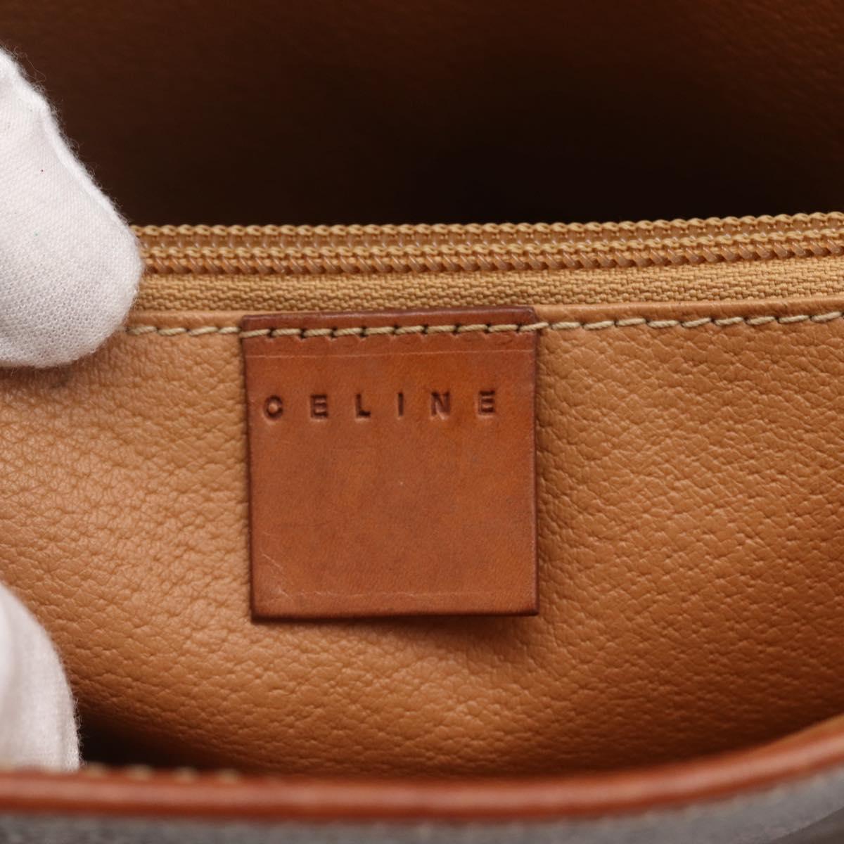 CELINE Macadam Canvas Tote Bag PVC Leather Brown Gold Auth 147637