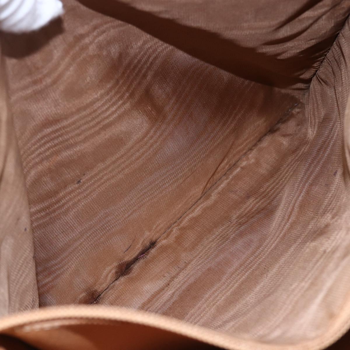 CELINE Macadam Canvas Tote Bag PVC Leather Brown Gold Auth 147637