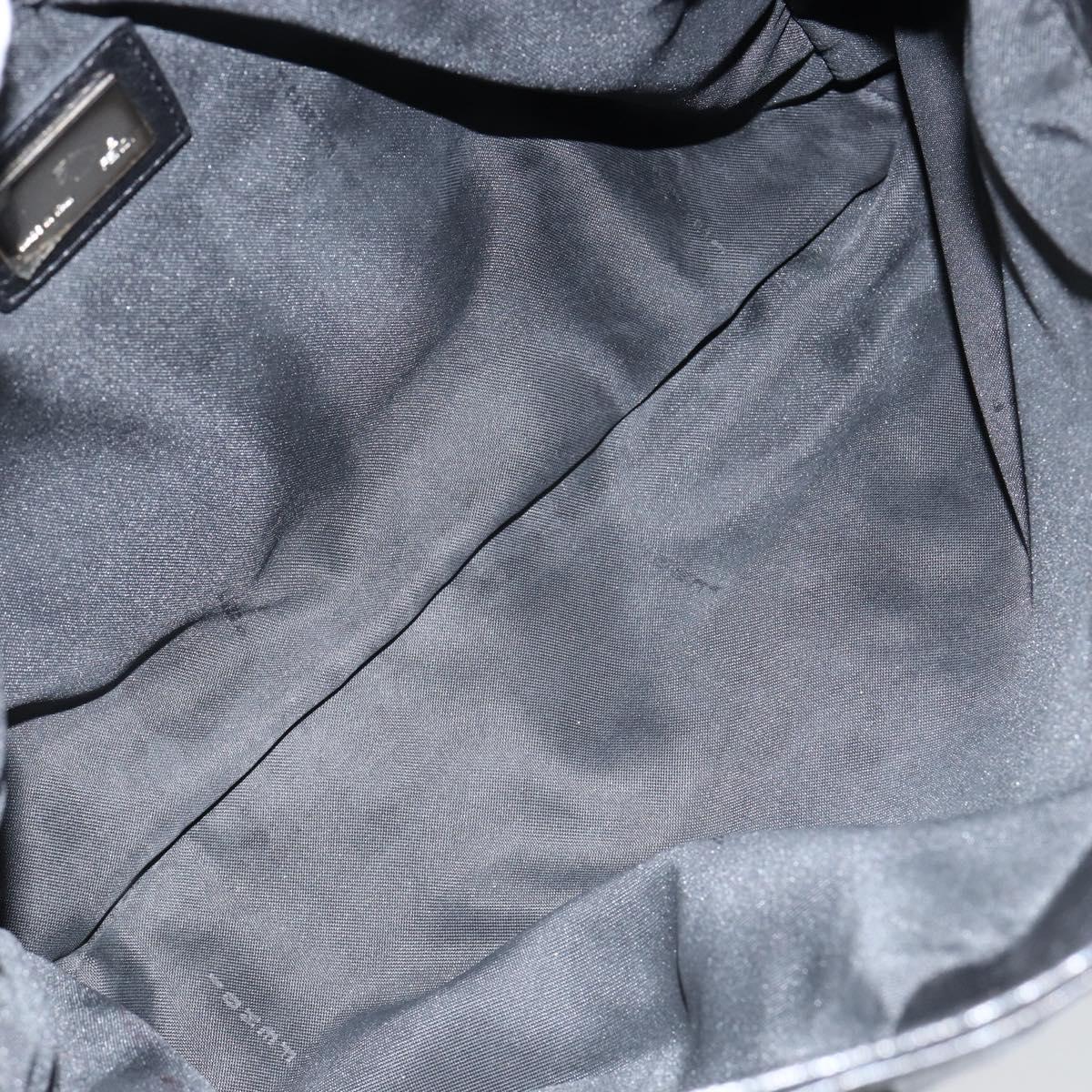 FENDI Hand Bag Leather Black Silver Auth 147641