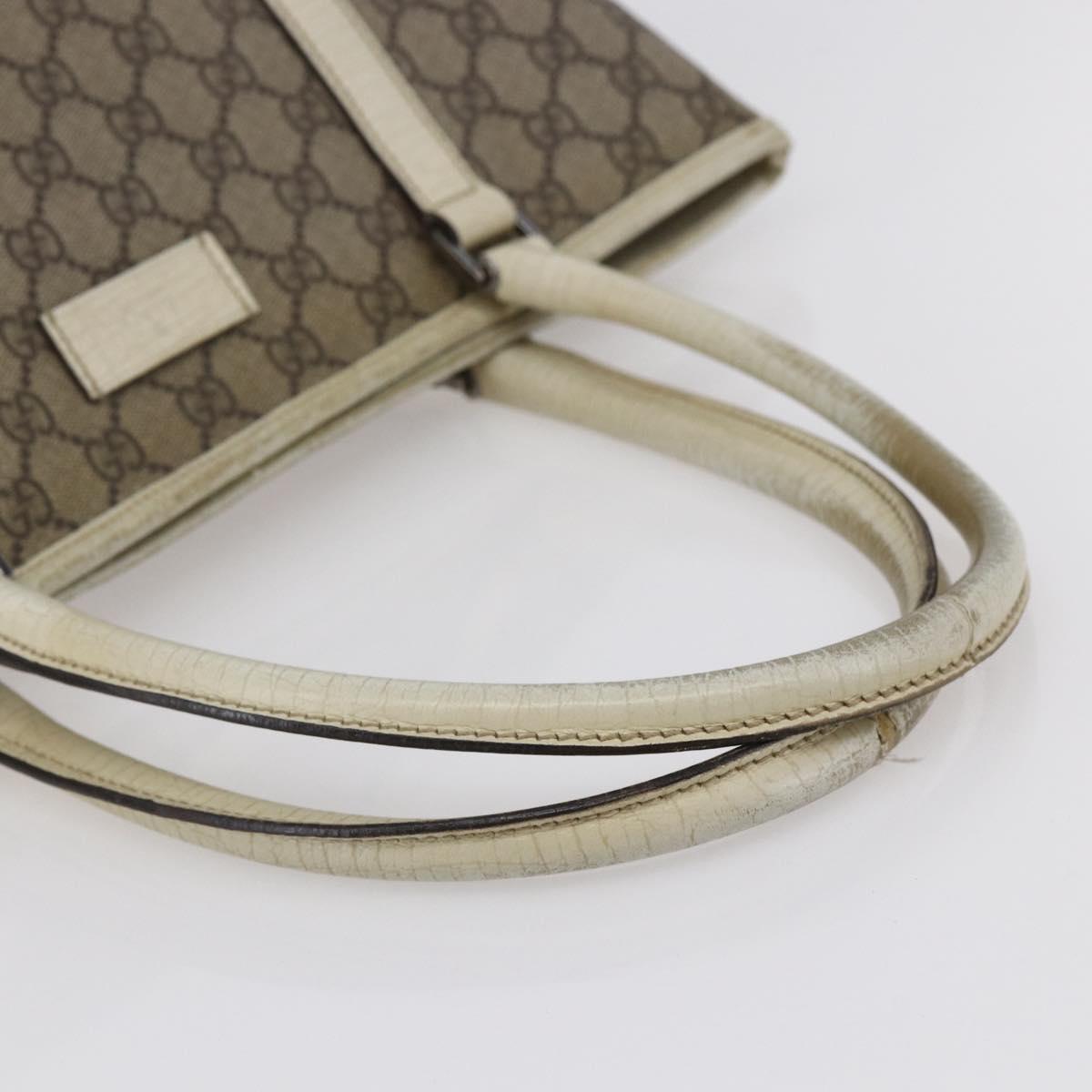 GUCCI GG Supreme Tote Bag PVC Beige Silver 114595 Auth 147642