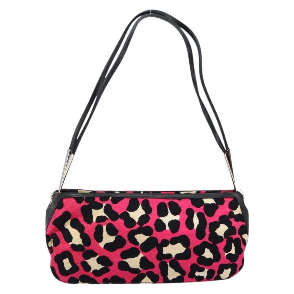 BOTTEGA VENETA Shoulder Bag Canvas Outlet Silver Pink Auth 147659