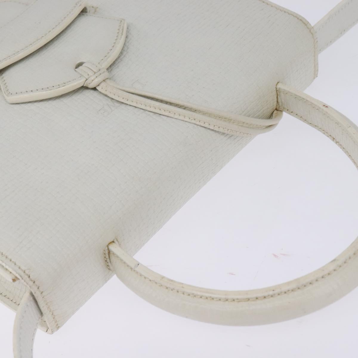 LOEWE Barcelona Hand Bag Leather 2way White Gold Auth 147666