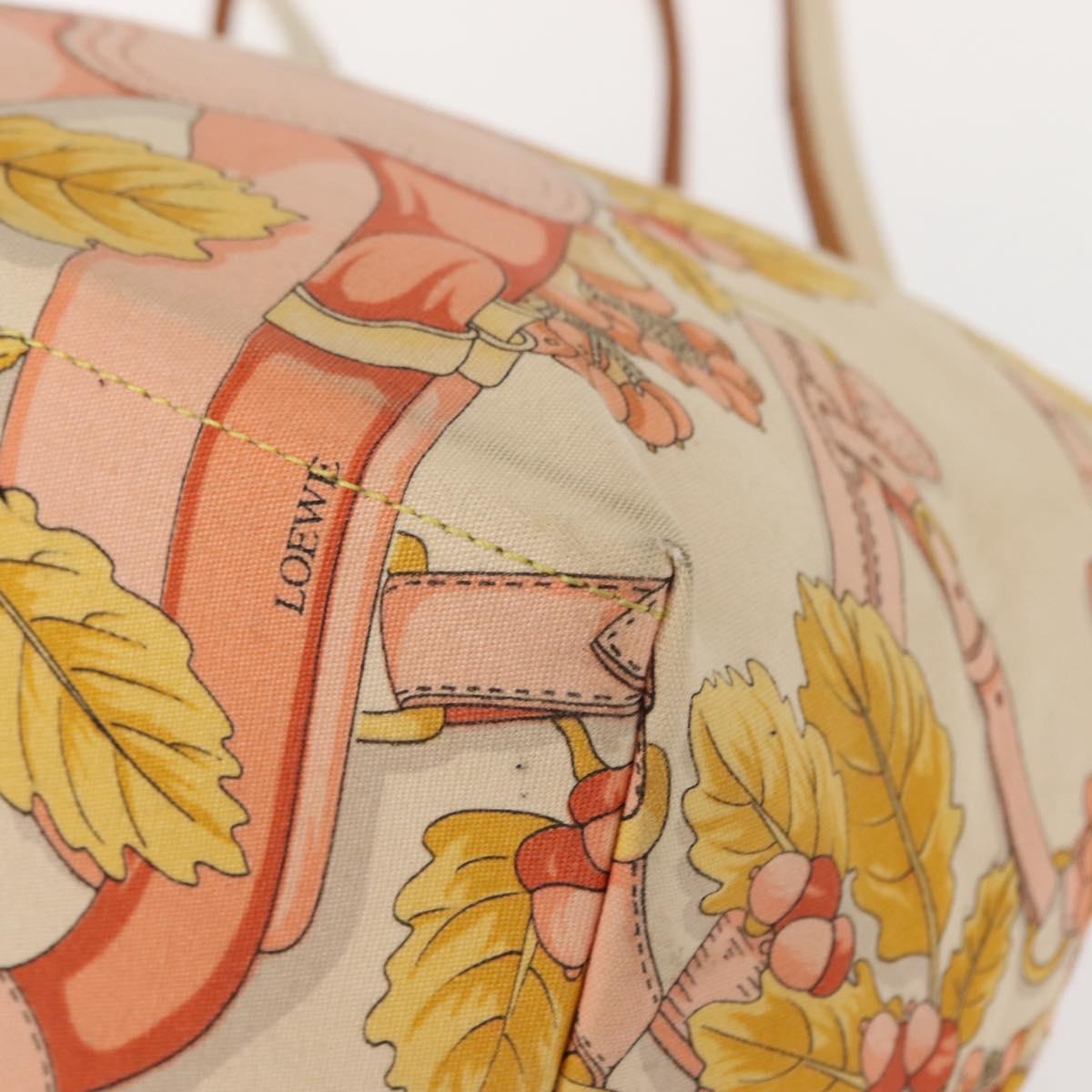 LOEWE Shoulder Bag Canvas Beige Gold Auth 147668