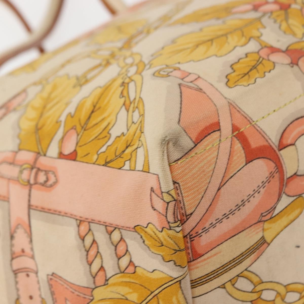 LOEWE Shoulder Bag Canvas Beige Gold Auth 147668