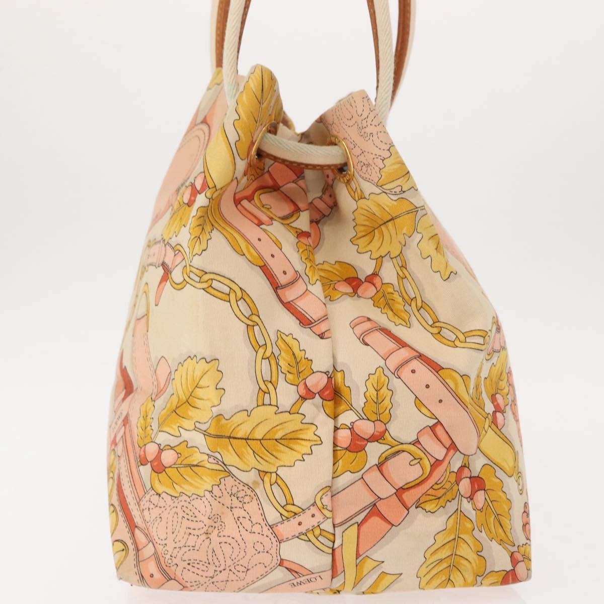 LOEWE Shoulder Bag Canvas Beige Gold Auth 147668