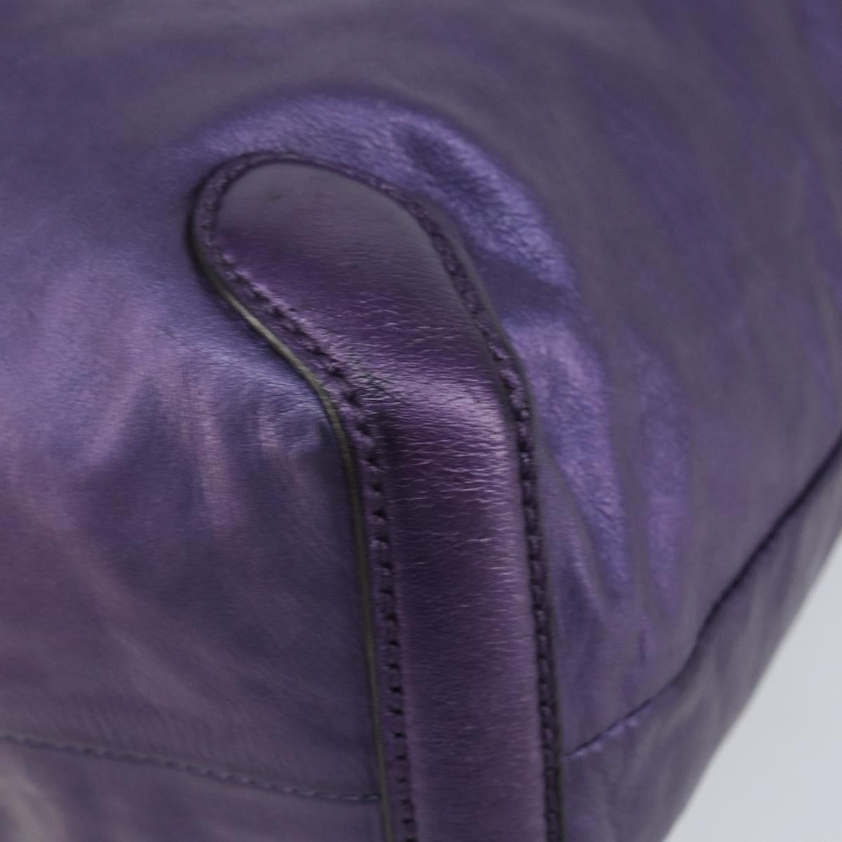 GUCCI Galaku Chain Shoulder Bag Leather Purple Silver 228560 Auth 147671