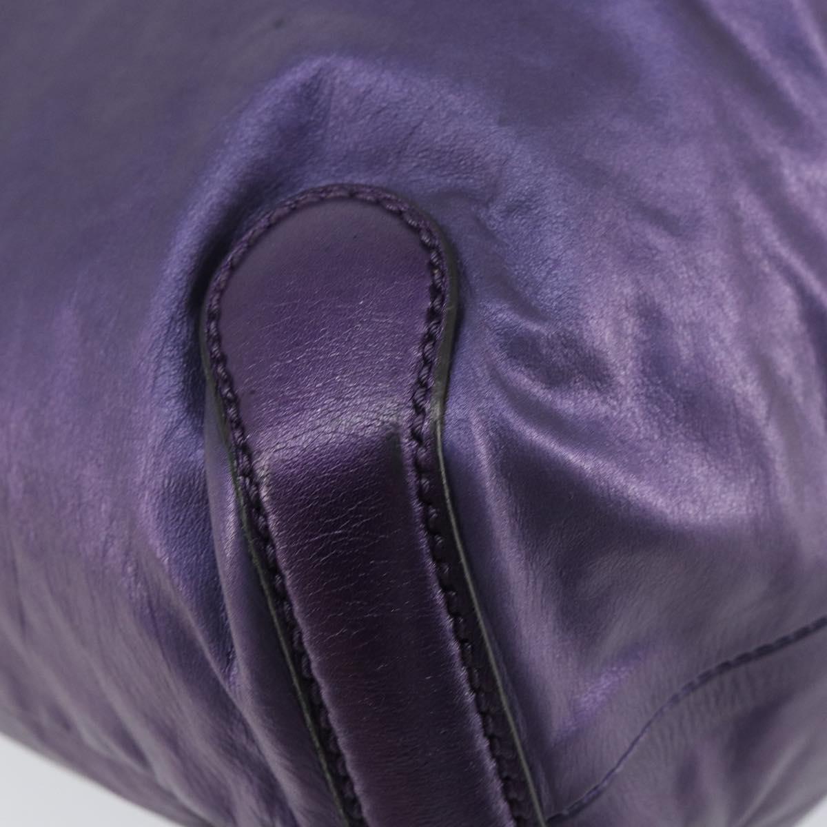 GUCCI Galaku Chain Shoulder Bag Leather Purple Silver 228560 Auth 147671