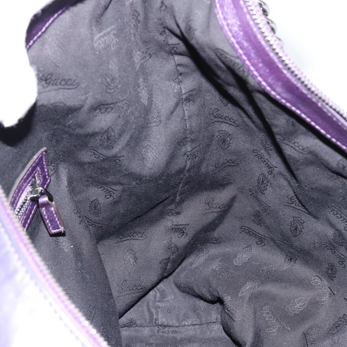 GUCCI Galaku Chain Shoulder Bag Leather Purple Silver 228560 Auth 147671