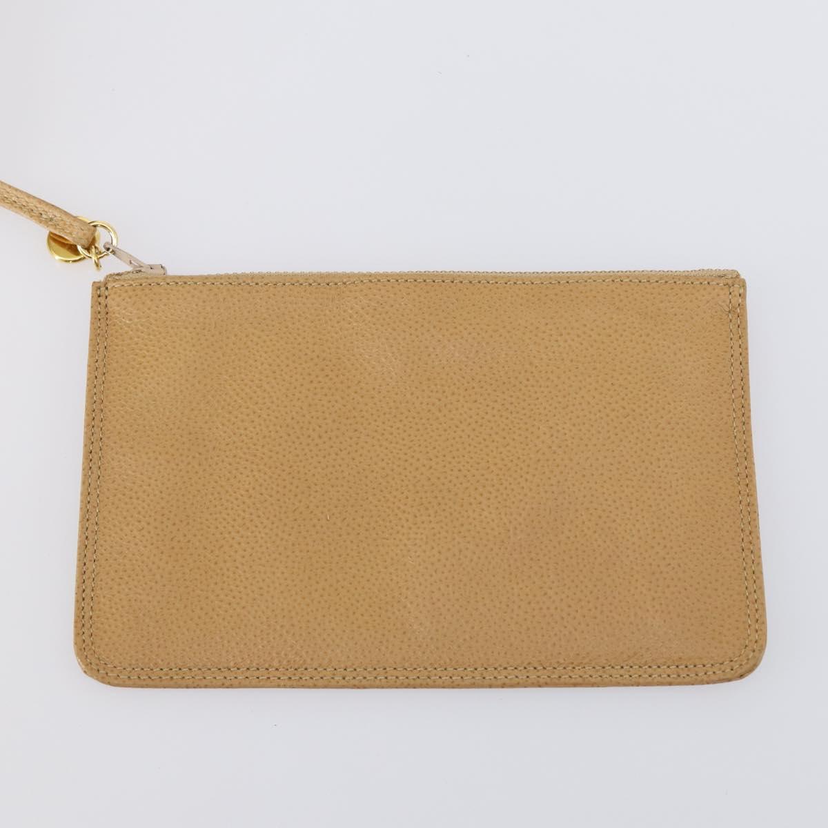 CHANEL Backpack Caviar Skin Beige Gold CC Auth 147672