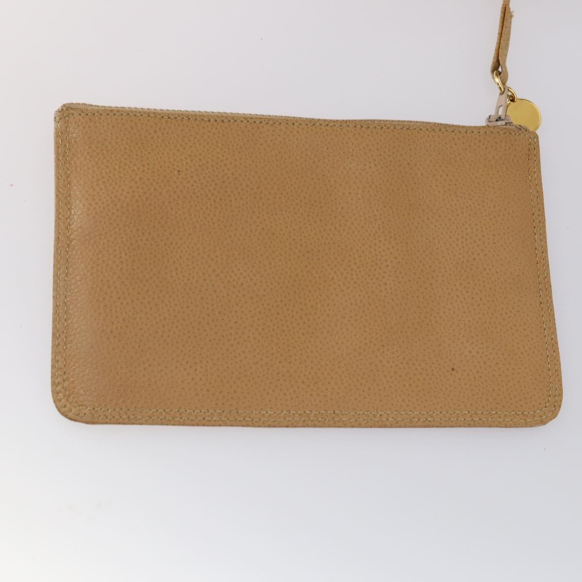 CHANEL Backpack Caviar Skin Beige Gold CC Auth 147672