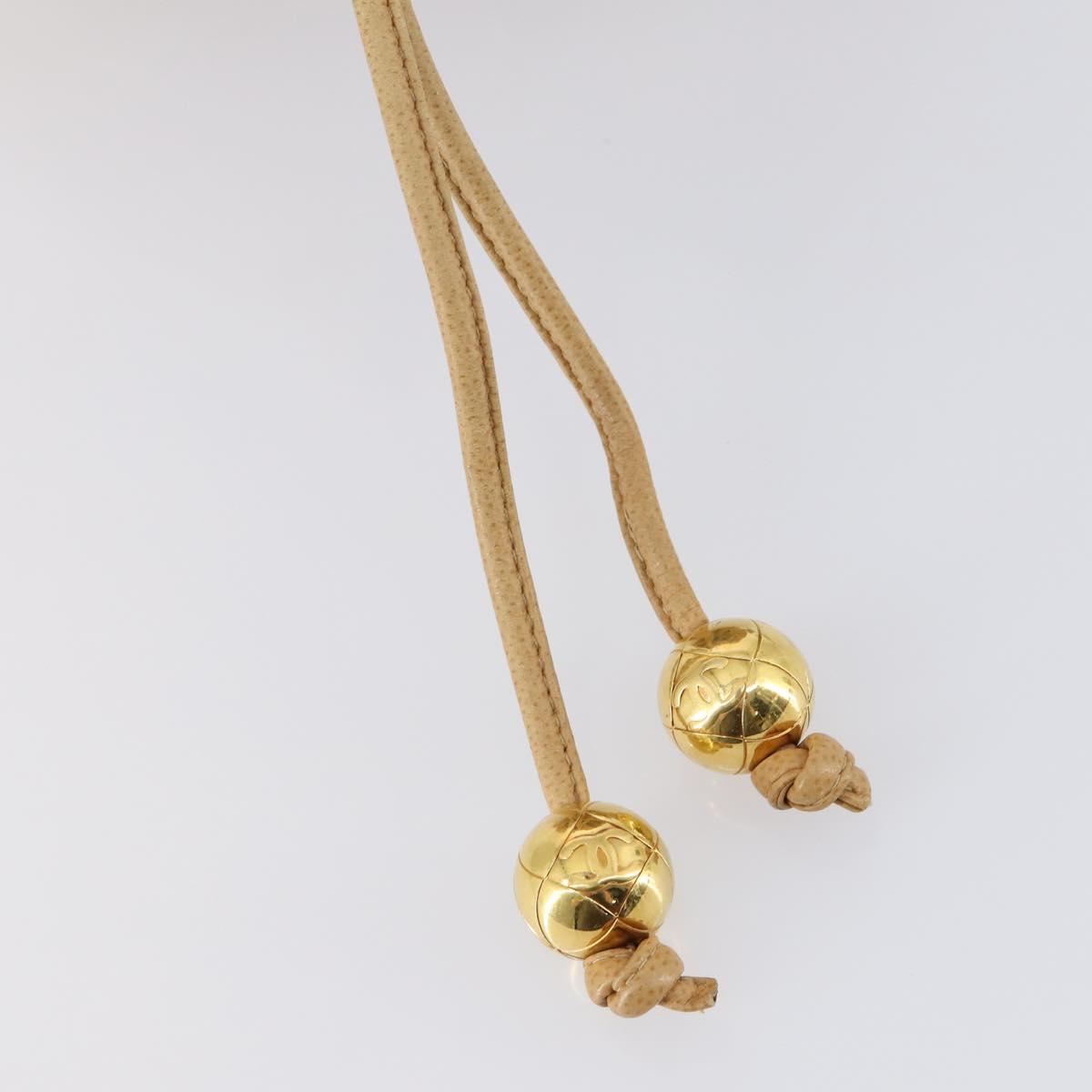 CHANEL Backpack Caviar Skin Beige Gold CC Auth 147672