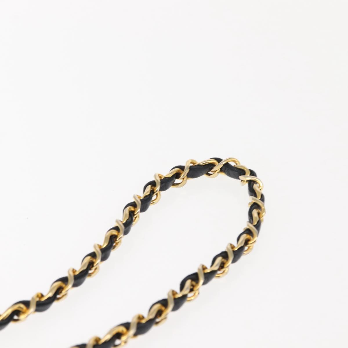 CHANEL Matelasse Chain Shoulder Bag Lamb Skin Black Gold CC Auth 147673