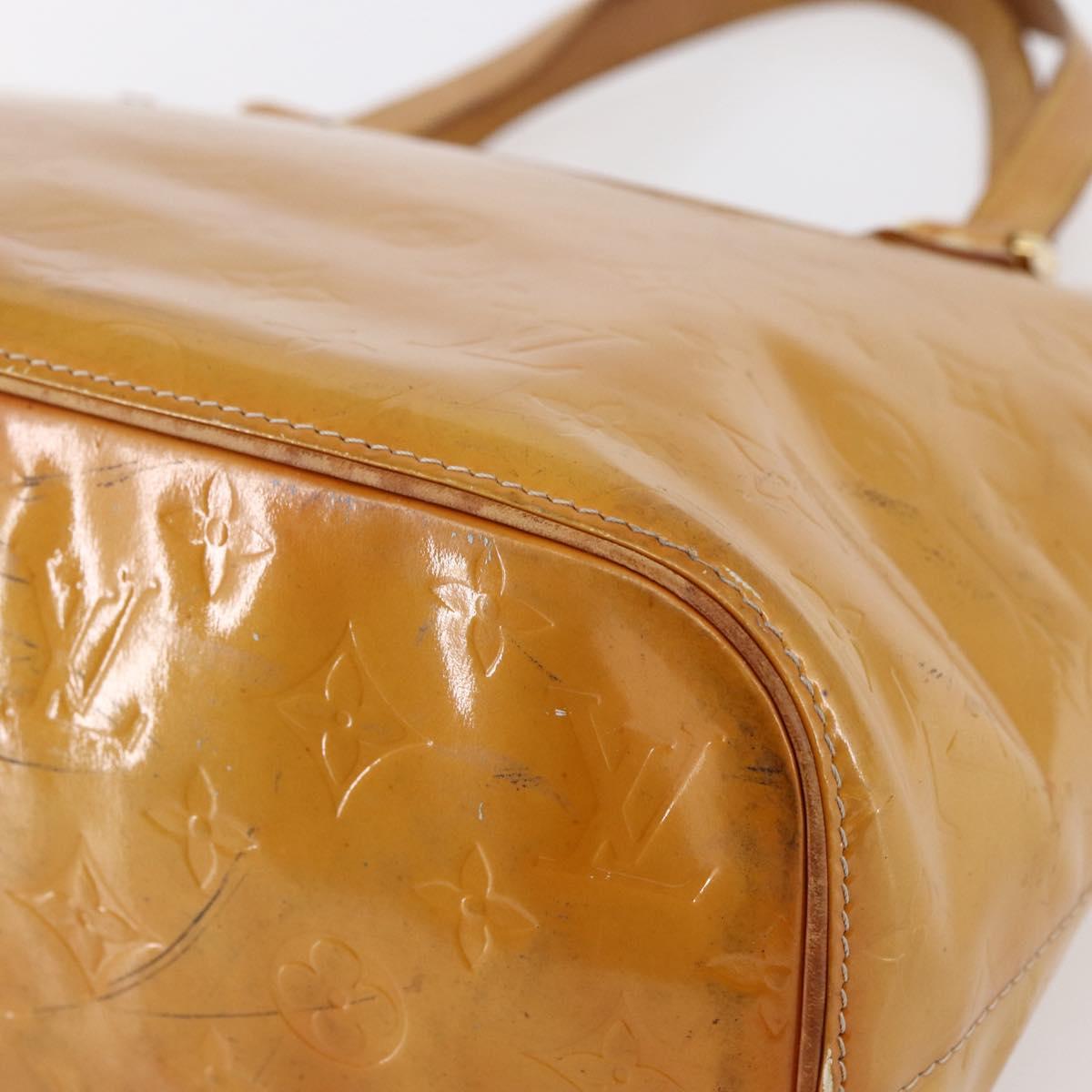 LOUIS VUITTON Monogram Vernis Houston Hand Bag Beige M91004 LV Auth 147674