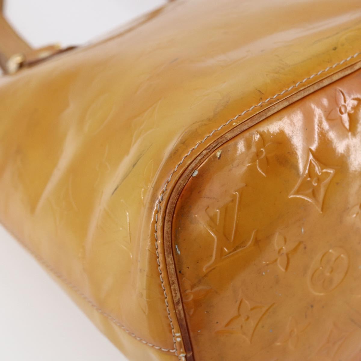 LOUIS VUITTON Monogram Vernis Houston Hand Bag Beige M91004 LV Auth 147674