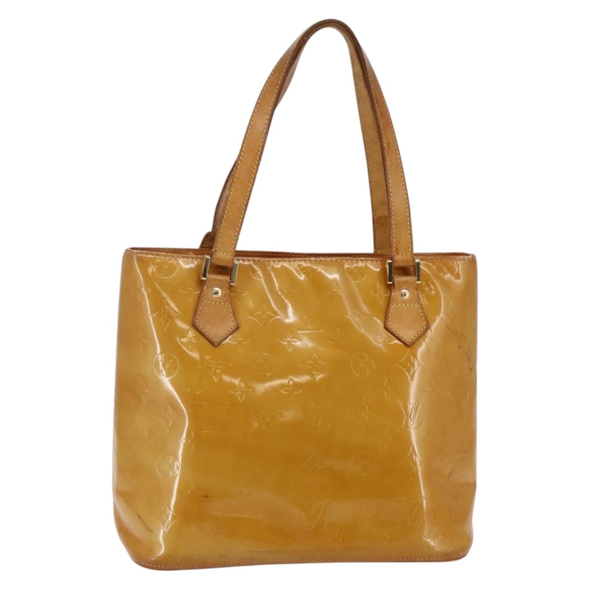 LOUIS VUITTON Monogram Vernis Houston Hand Bag Beige M91004 LV Auth 147674