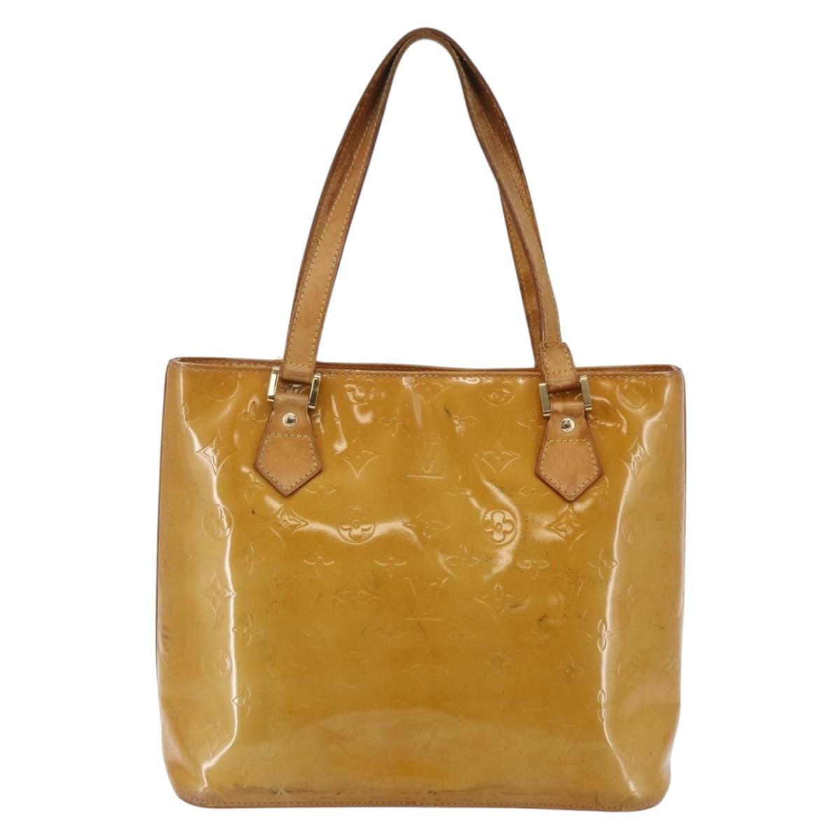 LOUIS VUITTON Monogram Vernis Houston Hand Bag Beige M91004 LV Auth 147674