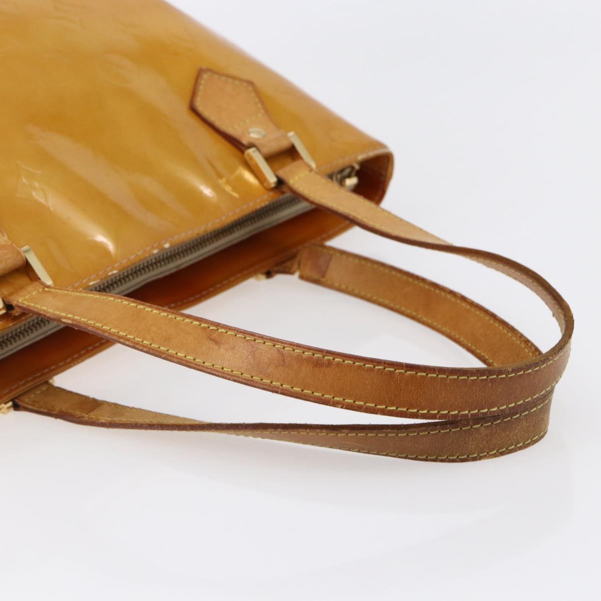 LOUIS VUITTON Monogram Vernis Houston Hand Bag Beige M91004 LV Auth 147674