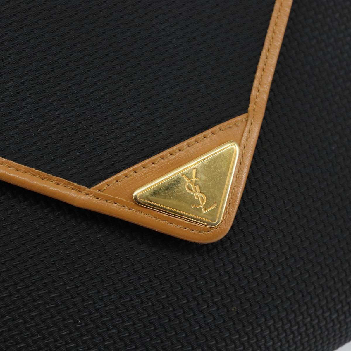 SAINT LAURENT Shoulder Bag PVC Black Gold Auth 147681