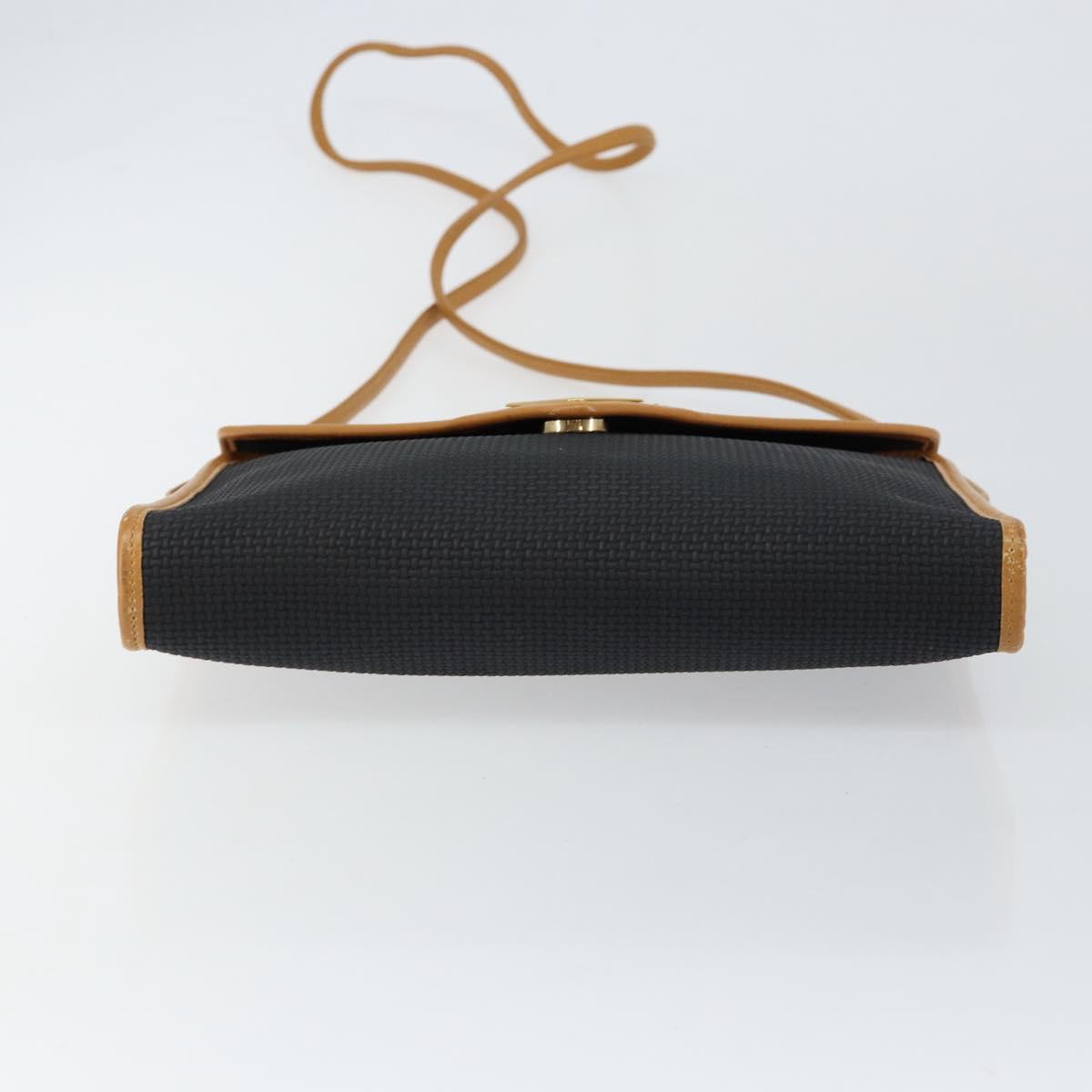 SAINT LAURENT Shoulder Bag PVC Black Gold Auth 147681