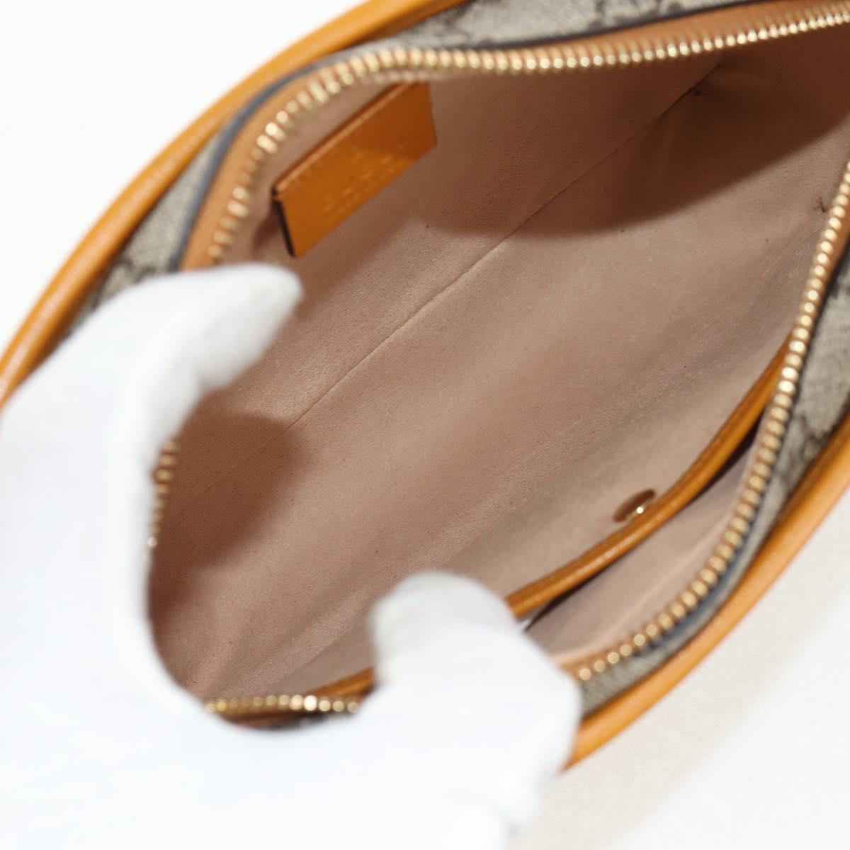 GUCCI GG Supreme Clutch Bag PVC Beige Gold 625764 Auth 147688M