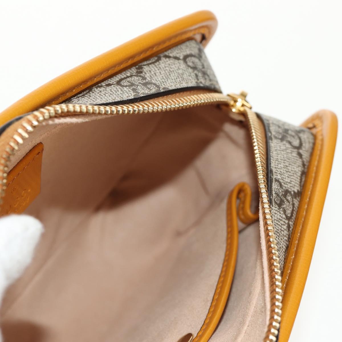 GUCCI GG Supreme Clutch Bag PVC Beige Gold 625764 Auth 147688M