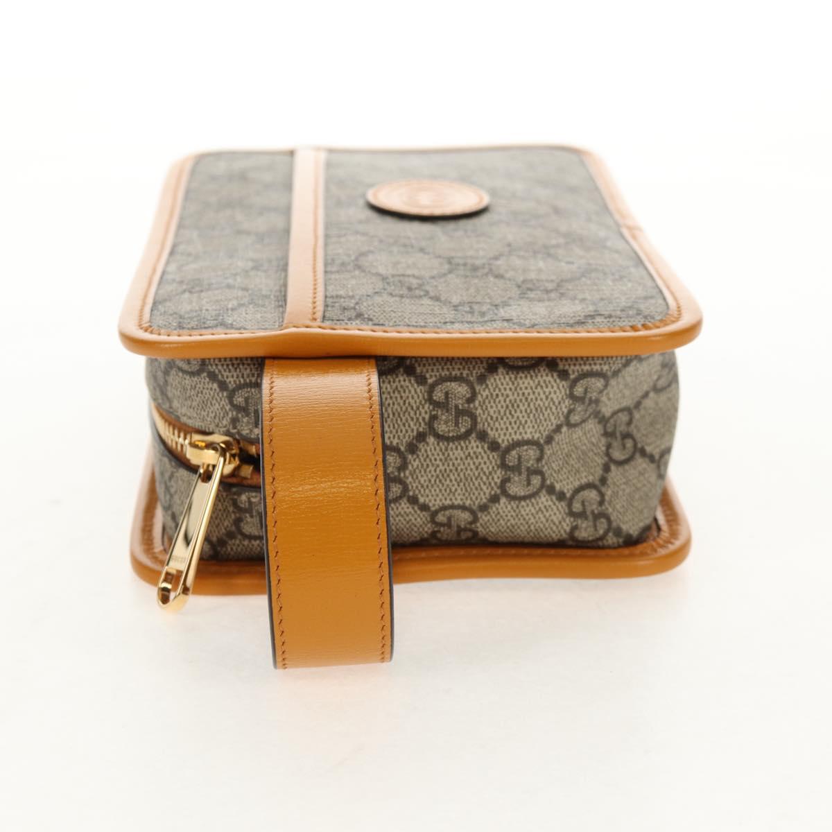 GUCCI GG Supreme Clutch Bag PVC Beige Gold 625764 Auth 147688M