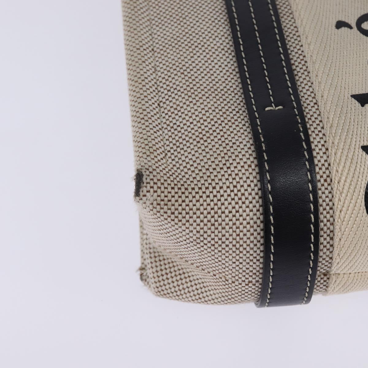 Chloe Woody Small Hand Bag Canvas 2way Beige Navy Auth 147711