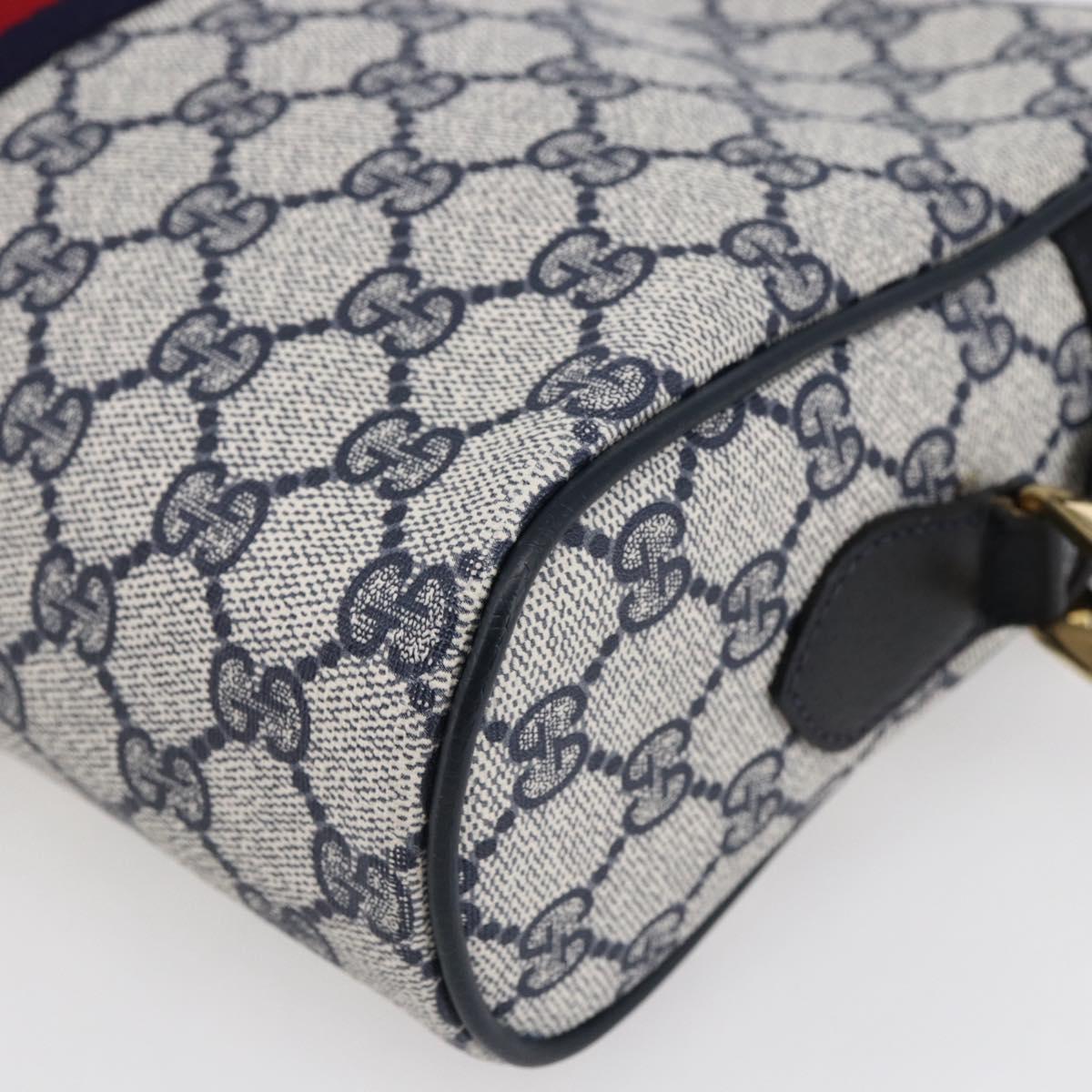 GUCCI GG Supreme Sherry Line Shoulder Bag PVC Navy Gold 72 001 4071 Auth 147721