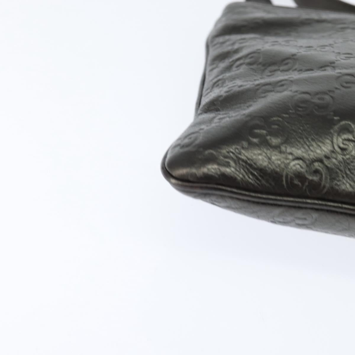 GUCCI Guccissima GG Canvas Shoulder Bag Leather Gray Gold 201538 Auth 147723