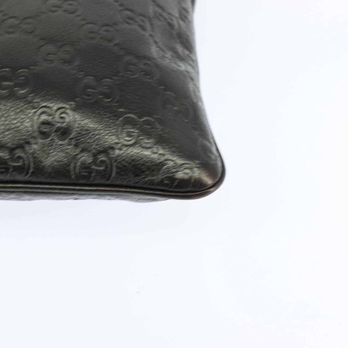 GUCCI Guccissima GG Canvas Shoulder Bag Leather Gray Gold 201538 Auth 147723