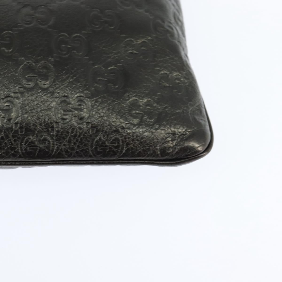 GUCCI Guccissima GG Canvas Shoulder Bag Leather Gray Gold 201538 Auth 147723