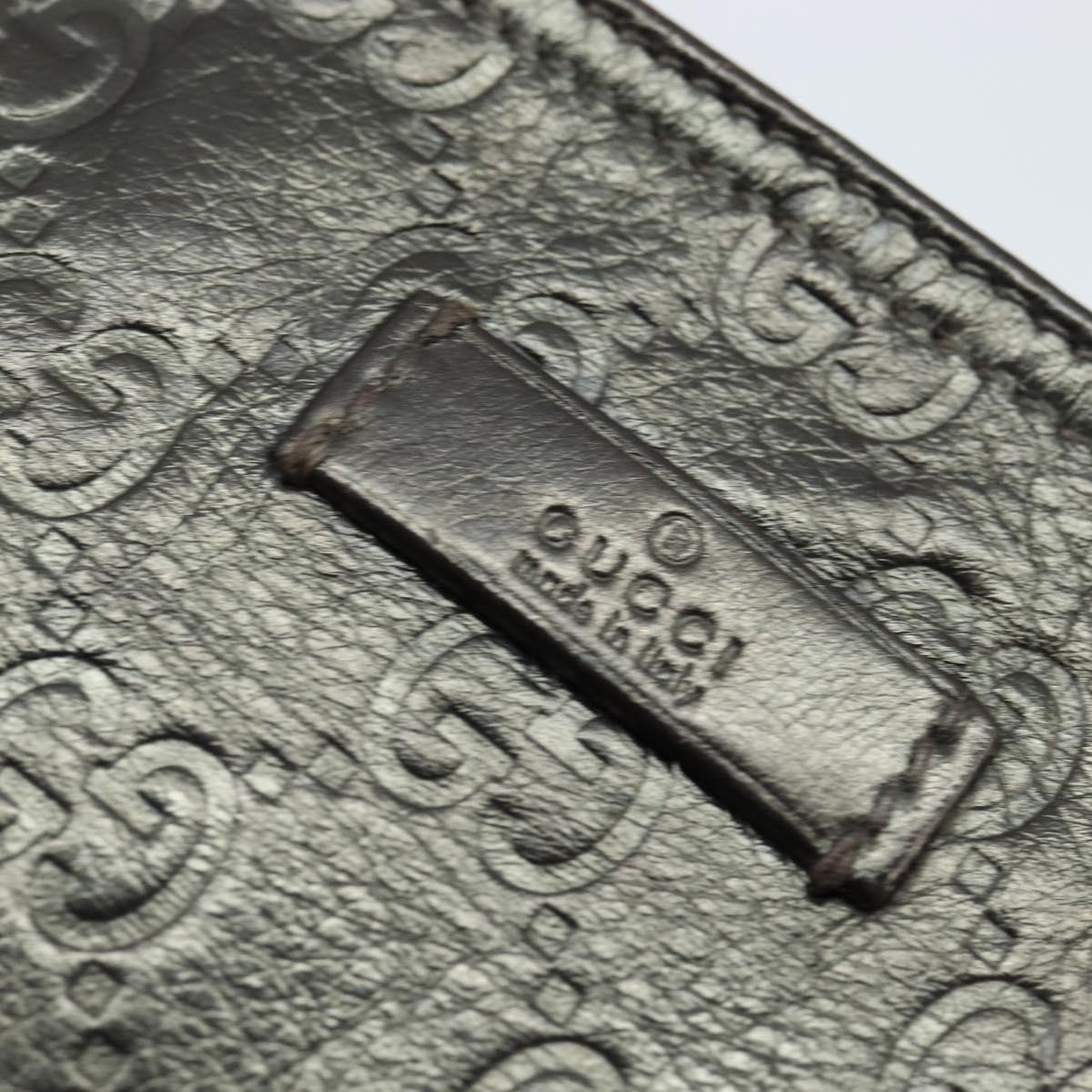 GUCCI Guccissima GG Canvas Shoulder Bag Leather Gray Gold 201538 Auth 147723