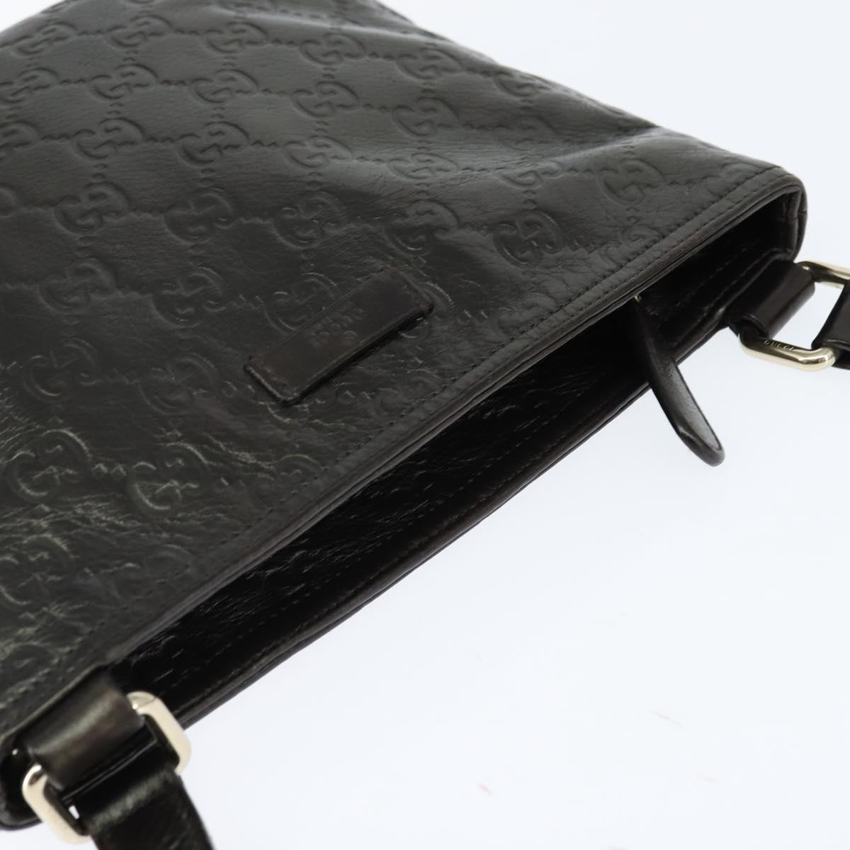 GUCCI Guccissima GG Canvas Shoulder Bag Leather Gray Gold 201538 Auth 147723