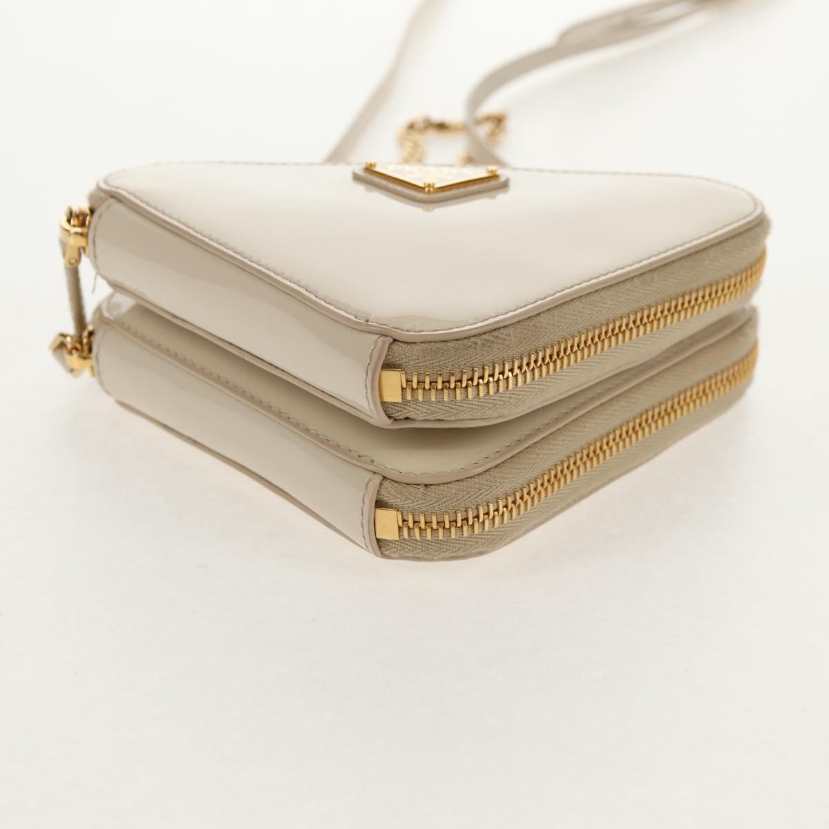 PRADA Triangle Mini Pouch Pouch Patent 2way Ivory Gold 1NR015 Auth 147726M