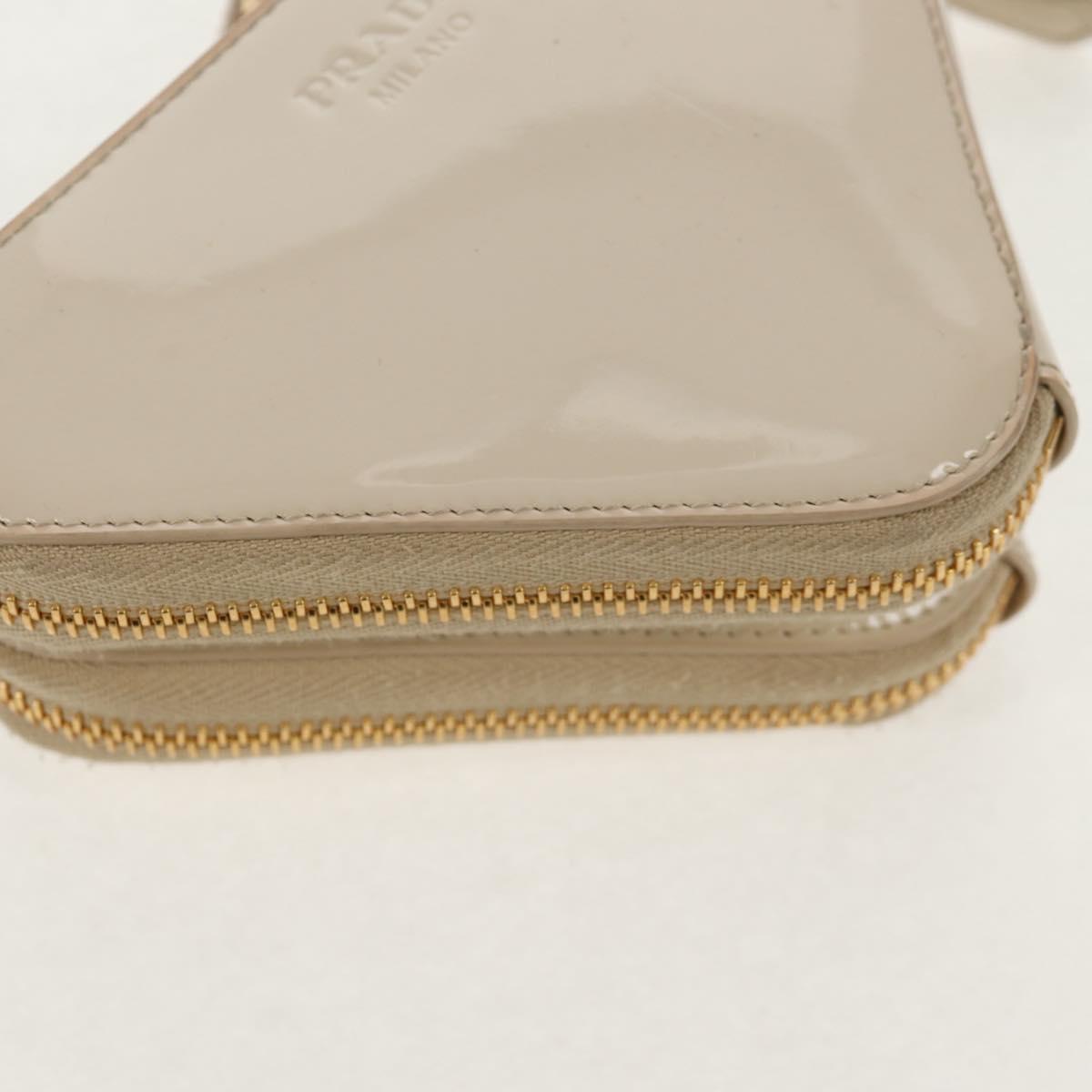 PRADA Triangle Mini Pouch Pouch Patent 2way Ivory Gold 1NR015 Auth 147726M