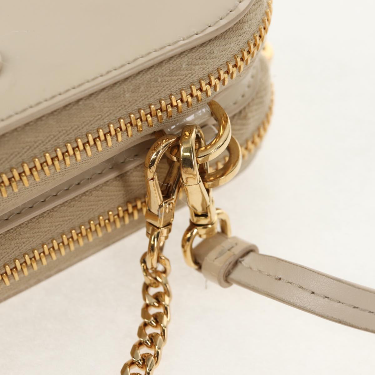 PRADA Triangle Mini Pouch Pouch Patent 2way Ivory Gold 1NR015 Auth 147726M