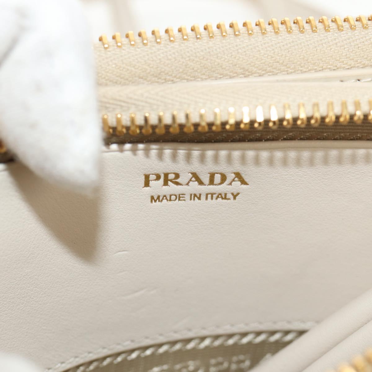 PRADA Triangle Mini Pouch Enamel 2way Ivory Gold 1NR015 Auth 147726M