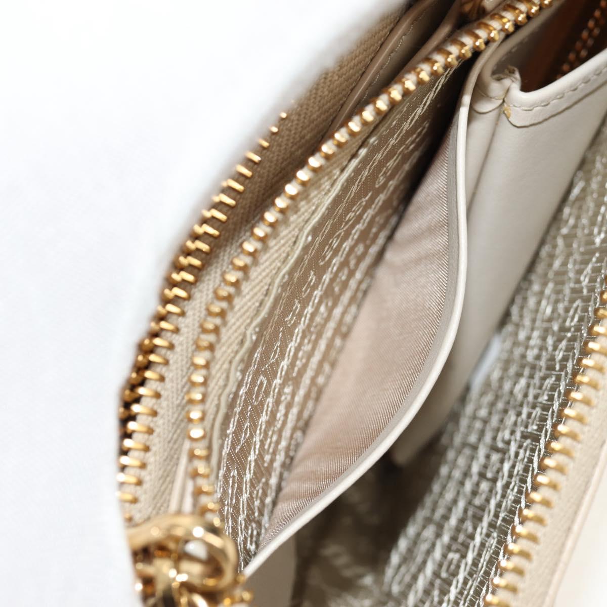 PRADA Triangle Mini Pouch Enamel 2way Ivory Gold 1NR015 Auth 147726M