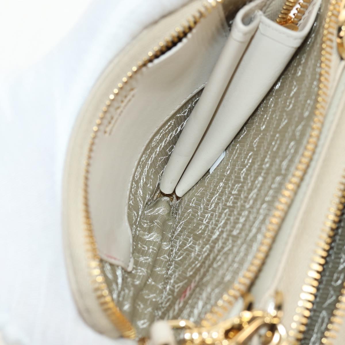 PRADA Triangle Mini Pouch Pouch Patent 2way Ivory Gold 1NR015 Auth 147726M