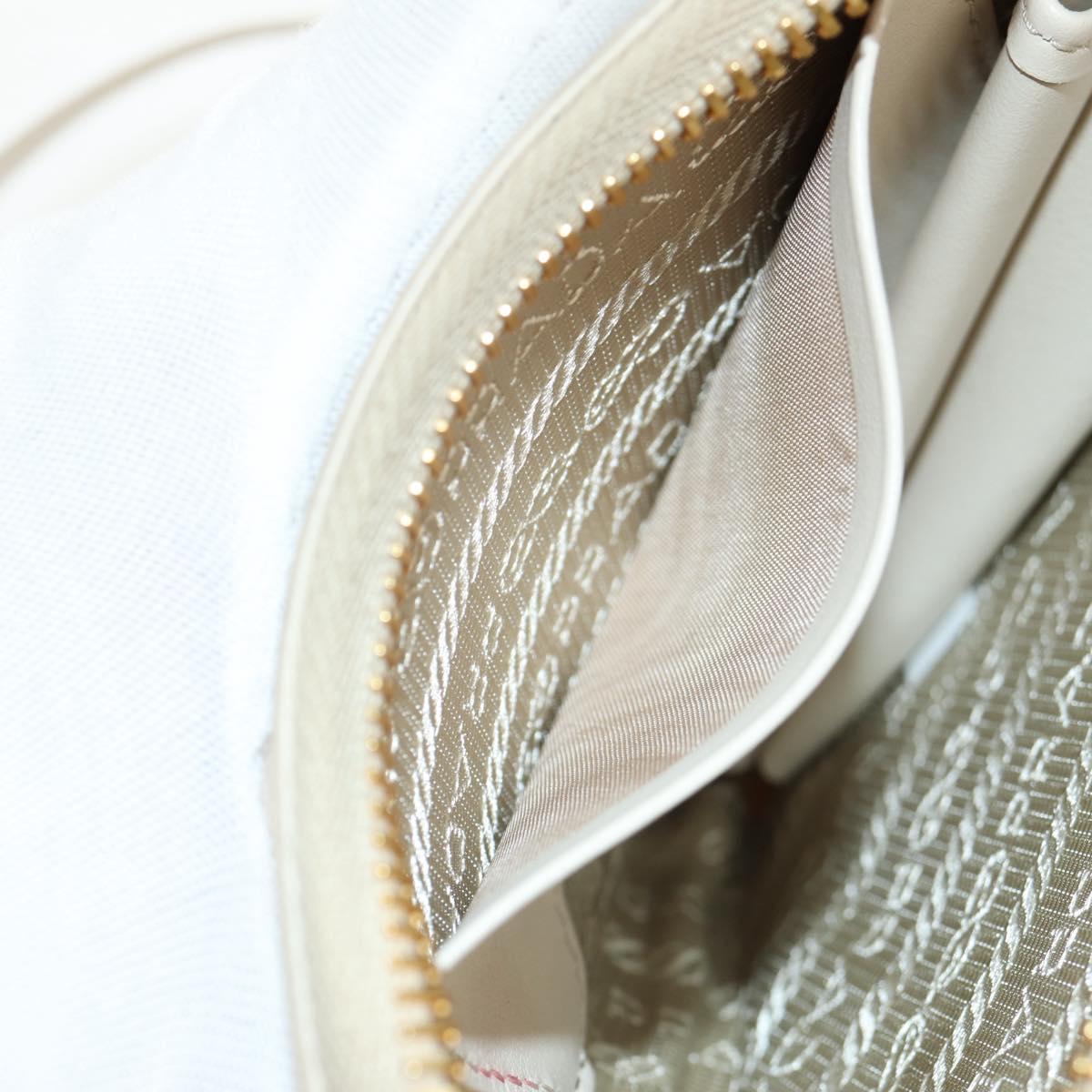 PRADA Triangle Mini Pouch Enamel 2way Ivory Gold 1NR015 Auth 147726M