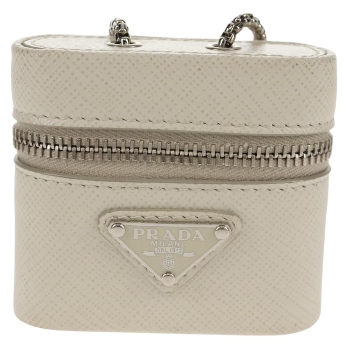 PRADA Chain Pouch For AirPods Pro Earphone Case Safiano 1NR009 Auth 147728M