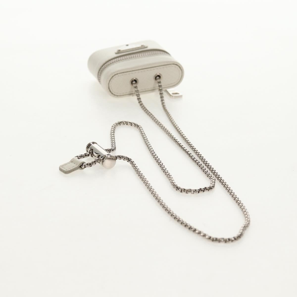 PRADA Chain Pouch For AirPods Pro Earphone Case Safiano 1NR009 Auth 147728M