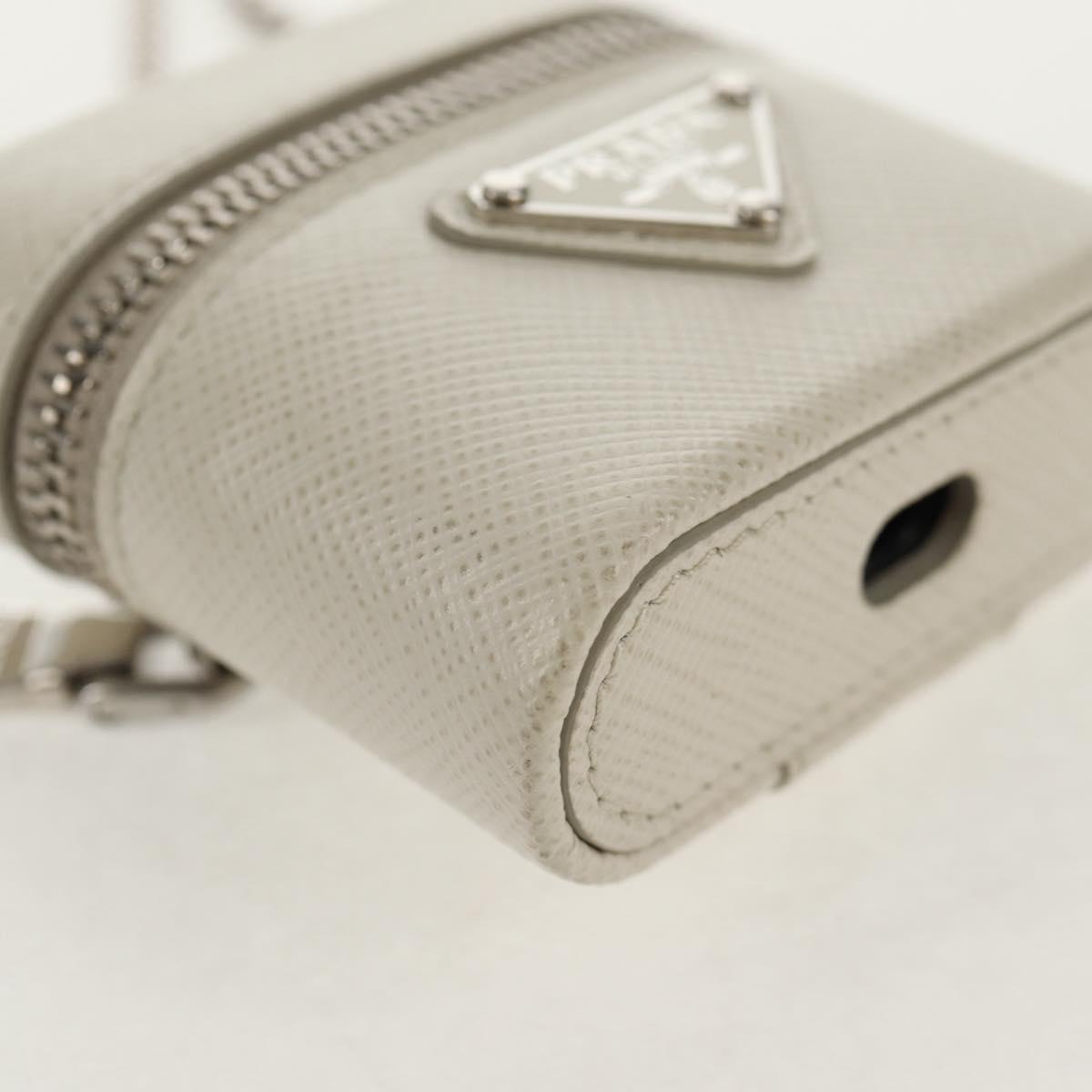 PRADA Chain Pouch For AirPods Pro Earphone Case Safiano 1NR009 Auth 147728M