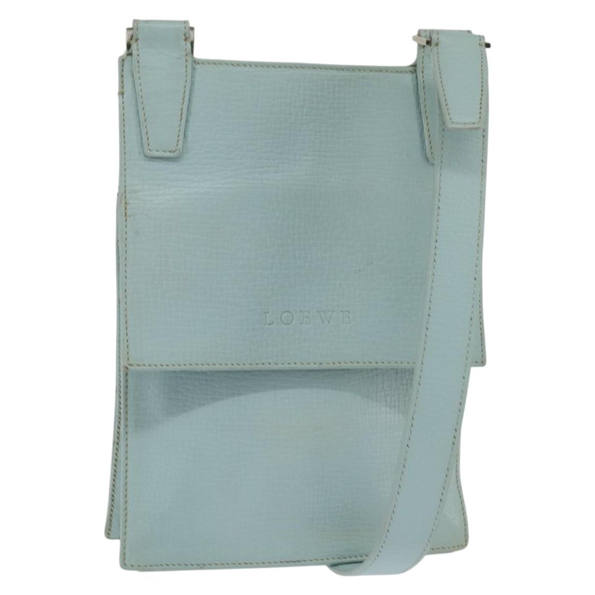 LOEWE Shoulder Bag Leather Light Blue Auth 147733