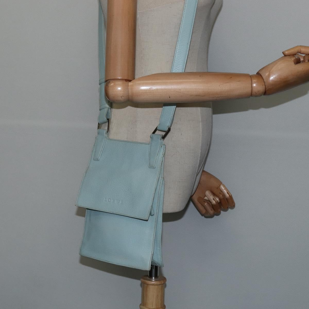 LOEWE Shoulder Bag Leather Light Blue Auth 147733