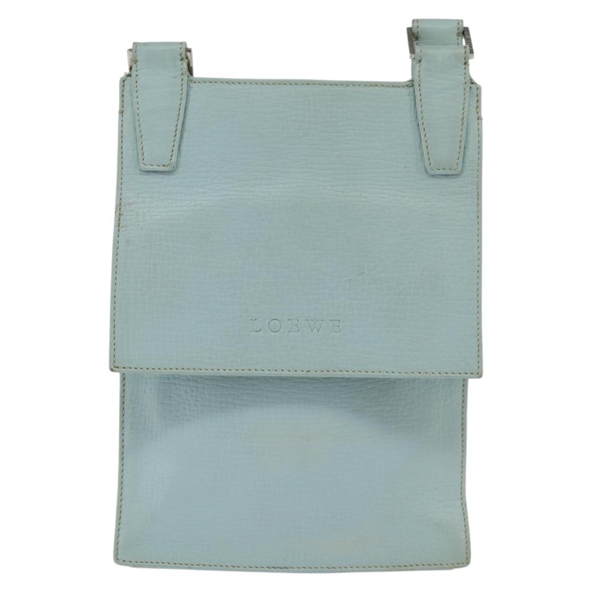 LOEWE Shoulder Bag Leather Light Blue Auth 147733